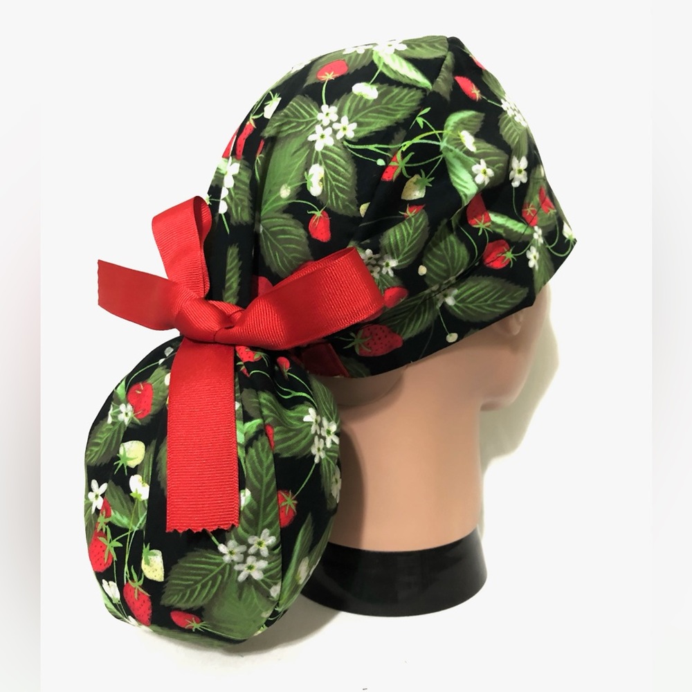 Floral Ponytail Scrub Cap, Scrub Cap for Women, Scrub Caps, Surgical Hats